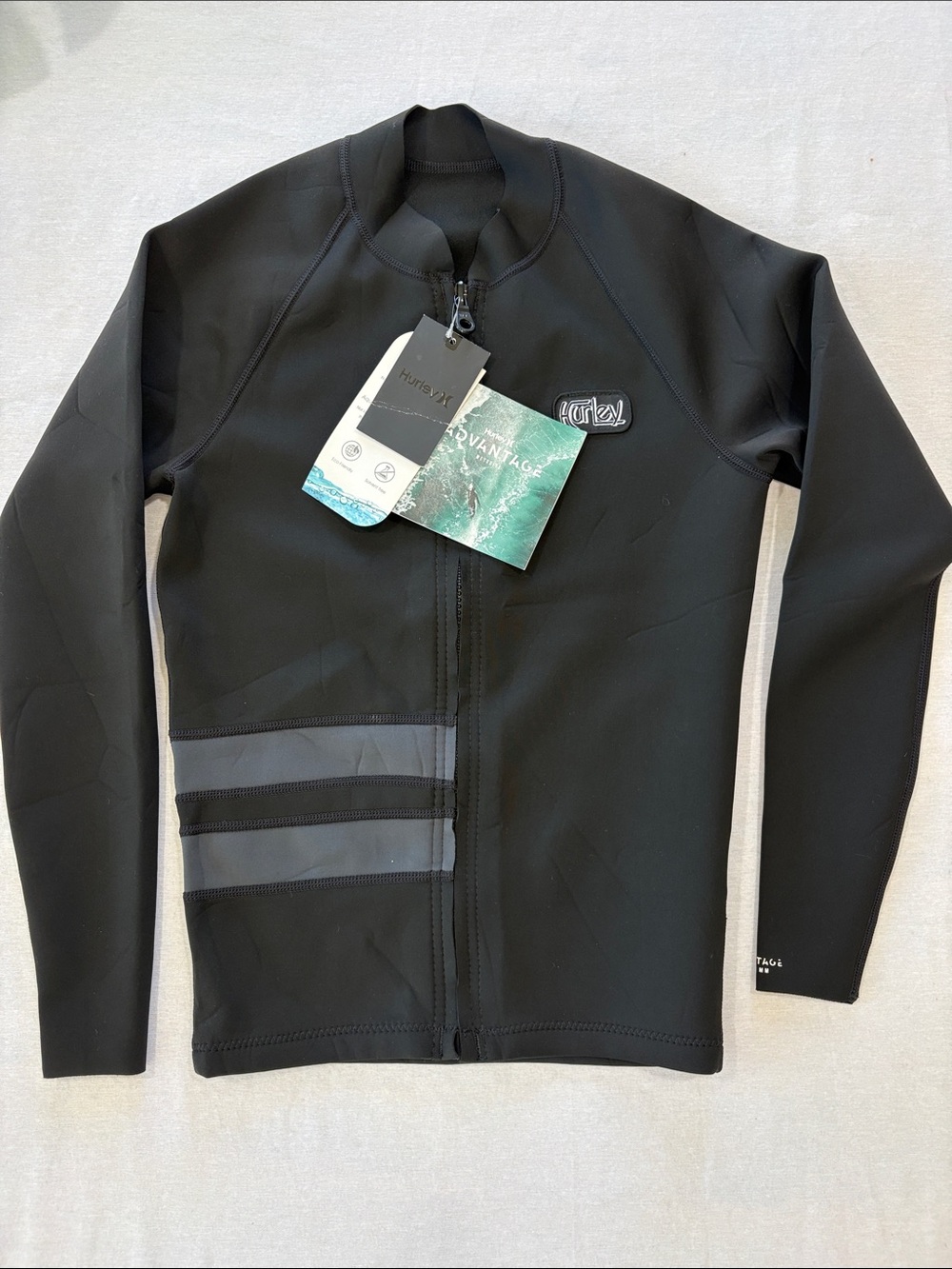 Hurley Advantage Black Wetsuit Jacket with Gray Accent Stripes